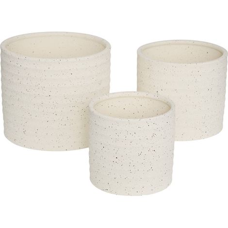 Lote de 3 macetas de gres Elly 25x25x21,5cm - Atmosphera créateur d'intérieur (1/5)