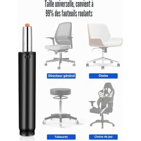 Verin a Gaz de Rechange pour Chaise de Bureau,250 mm-345 mm Vérin Fauteuil Bureau Rechange Peut Supporter 450 kg (1000 LB),avec 5 Roues universelles,pour Fauteuil tabourets (1/3)