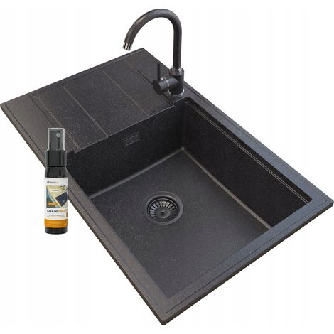 LOUIS GRANITE ÉVIER SIPHON NOIR MITIGEUR (1/5)