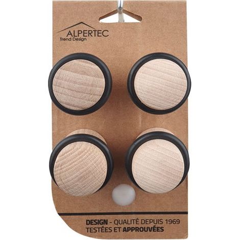 Butées de sol ALPERTEC bois brut FSC Ø30 x H45 mm lot de 4