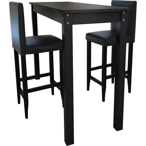 Set de 1 table de bar et 2 tabourets noir (1/5)
