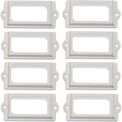 Cadre métallique pour carte de visite et étiquettes, support universel pour tiroirs d’armoire – Lot de 8 pièces, couleur argent