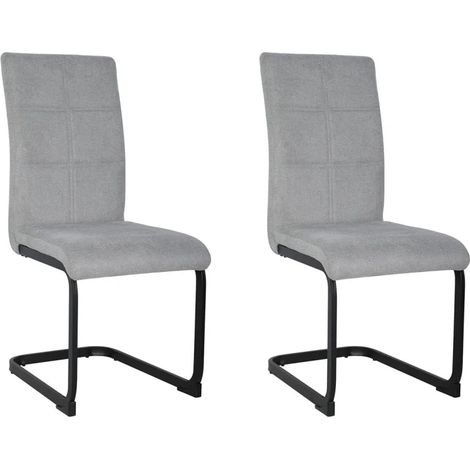 Lot de 2 chaises en tissu gris et pied luge en métal noir - VERDI (1/5)