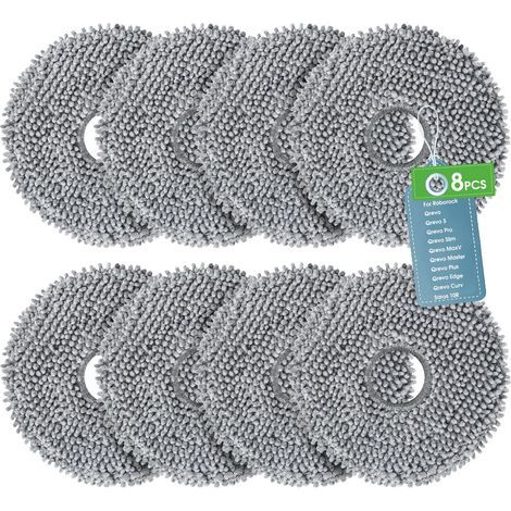 8 Serpillières de Rechange pour Roborock Saros 10R/Z70/Qrevo/Qrevo S/Qrevo Pro/Qrevo Edge/Qrevo Master/Qrevo MaxV/Qrevo Slim/Qrevo Curv/QV35A 35S/QR 598 798 Robot Aspirateur, Réutilisables et Lavables