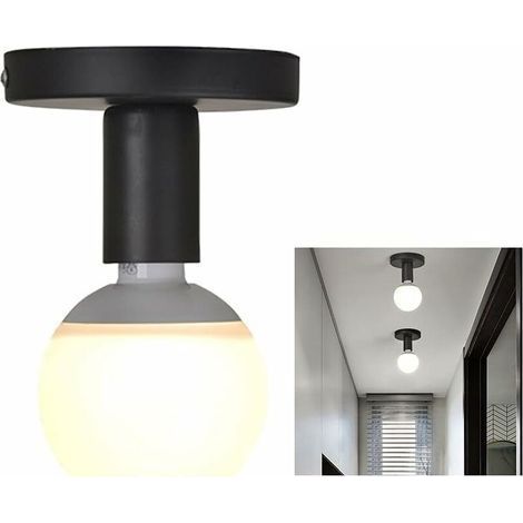 Industriel Plafonnier Industrielle Vintage métal Suspension Luminaire,Plafonnier Fer forge Mini plafonnier créatif moderne,pour Entrée,Porche,Couloir,Grenier,allée,Salle à Manger.(noir)-(Sans Ampoule) (1/5)