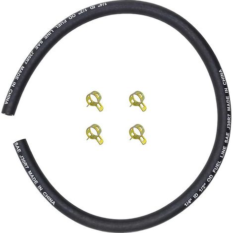 Durite Essence 1/4" (6,35mm) x 25" (63cm) avec 4 Colliers Compatible Briggs & Stratton 283207 95162S Tondeuse Petit Moteur