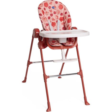 Chaise Haute pour Bébés de 0 Mois à 15 kg, Chaise haute évolutive, 3 Positions d'Inclinaison, 7 Niveaux de Hauteur, Pliable et Compacte, Tissu en Polyester Recyclé, Rouge (1/5)