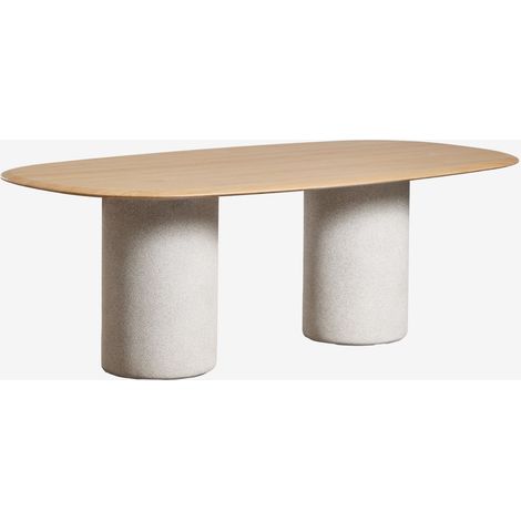 SKLUM Ovaler Esstisch aus MDF und Zement Lysander  220 x 110 cm            Braun Eiche                     