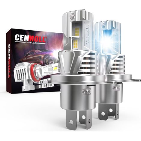 H4 LED Bulb, 600% Brightness 120W 24000LM 6000K Cool White Bulb HB2 9003 H4 Led Car Canbus Error Free All-in-One Halogen Design Conversion Kit Replacement, Pack of 2 (1/5)