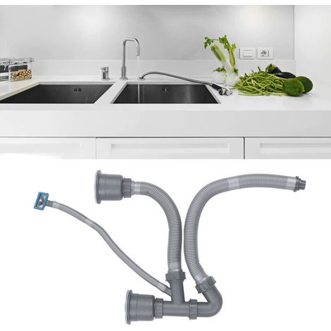 Kit de vidange d'évier de cuisine à Double tuyau, vidange rapide, extensible, désodorisant Multiple, ensemble universel de vidange d'évier de cuisine (1/5)