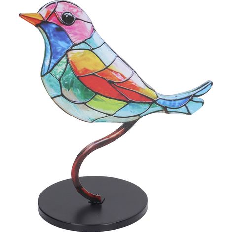 Oiseau métallique décoratif sculpture colorée, base amovible pour détente, ornement artistique. (1/5)