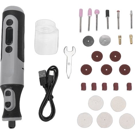 Kit de polisseuse électrique, outil de perçage de ponçage sans fil portatif pour le travail du bois, batterie intégrée de 1300 mAh, affichage numérique 4 V, 8 vitesses, ensemble de 25 pièces (1/5)