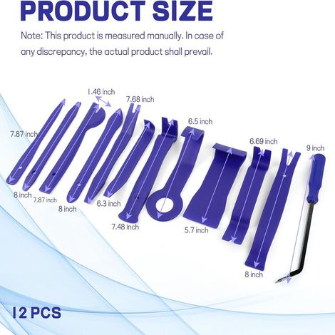 Kit de 12 outils de démontage de garnitures automobiles - Outils de levier pour tableau de bord, panneaux de porte et moulures (1/5)