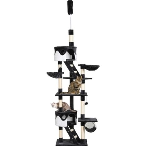 Adjustable Floor-to-Ceiling Cat Tree for Indoor Cats, 240-260cm Height, Elegant White Design (1/5)