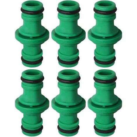 6er-Pack Doppelschlauchverbinder, Doppelschlauchverbinder (männlich), Kunststoff-Schlauchverbinder für Gartenschläuche (Grün)