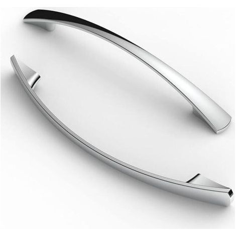 Set di 10 maniglie, interasse fori 128 mm, maniglie per mobili, maniglie per armadi, maniglie per cucina, maniglie per cassetti, cromate (1/4)
