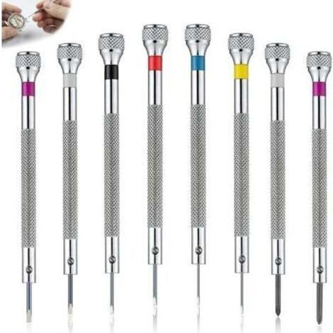 Juego de 8 destornilladores de precisión de 0,6-1,6 mm, destornillador para relojes para reparación, destornillador para relojes, destornillador para gafas, herramientas de reparación para relojeros, (1/4)