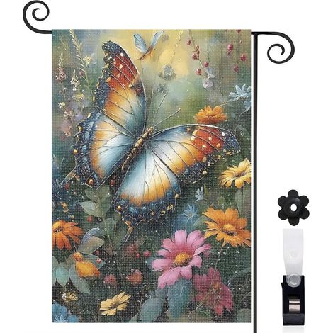 Drapeau de jardin vertical décoration maison toile résistante double face 30 x 45 cm pour cour maison terrasse (1/5)