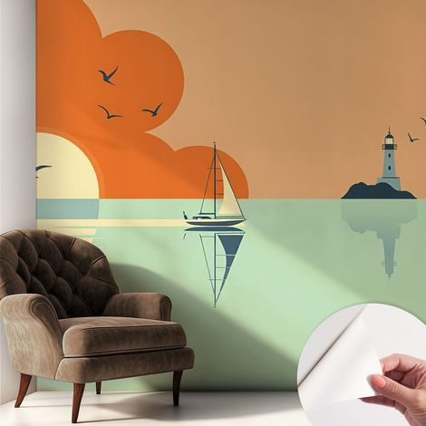 Papier peint adhésif autocollant pour salon chambre à coucher tendance et originale Enchantement marin 250x250 cm (1/5)