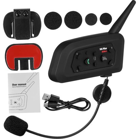2 intercoms Bluetooth pour casque de moto, 6 conducteurs, portée de 1200 m, compatibles avec V6 PRO (1/5)