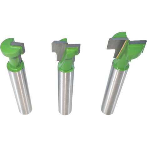 Jeu d'embouts de routeur à trou de serrure, tige de 6.35mm (1/4 pouces), diamètre de lame de 5/16 3/8 1/2 pouces pour boulons hexagonaux en bois, fraises à rainurer en T (1/5)