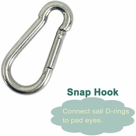 Snap Hook Spring Loaded M6 304 Stainless Steel Outdoor Shade Sail Canopy Fixings (1/3)