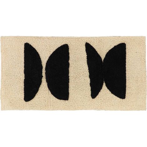 Alfombra de algodón tufteada 45 x 90 cm - tribal craft negra - Tendance (1/4)