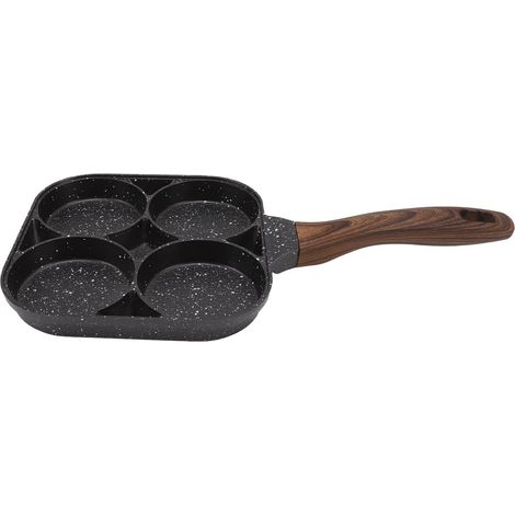 Poêle antiadhésive à 4 trous, poêle à œuf en alliage d'aluminium, poêle à omelette, empêche le bâton de pierre médicale à fond plat pour cuisinière à induction, cuisinière électrique en céramique (1/5)