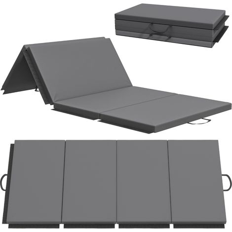 Materassino da allenamento, Materassino per fitness pieghevole con maniglie, Materassino da ginnastica Grigio, 180 x 80 x 5 cm