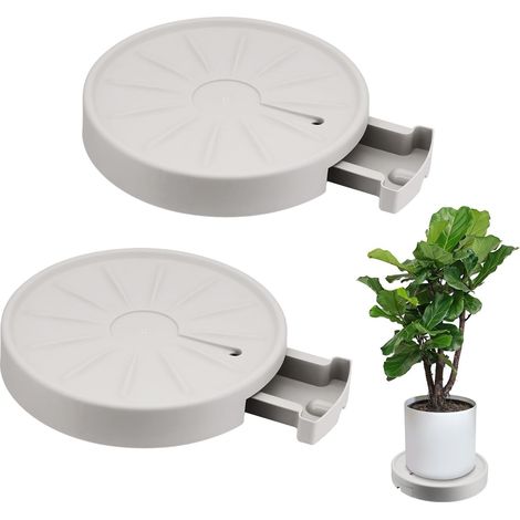Lot de 2 rouleaux ronds pour plantes de 33 cm avec roulettes invisibles, soucoupe de pot de fleurs, grand pot de fleurs, pour plantes intérieures et extérieures, planche à roulettes jusqu'à (1/5)