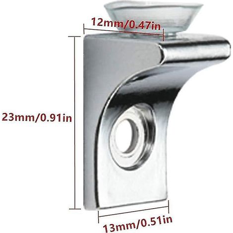 Support d'étagère en verre, lot de 12, en alliage de zinc chromé poli, à angle droit, avec ventouse. (1/4)