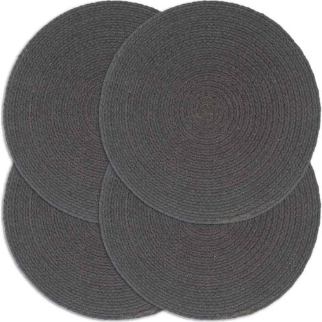 vidaXL Mantel individual redondo 4 uds algodón gris oscuro liso 38 cm (1/4)