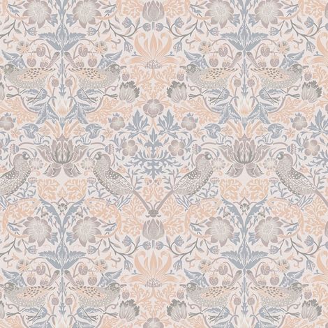 Birds wallpaper wall Profhome 390564 non-woven wallpaper smooth with floral ornaments matt cream ivory beige grey pastel blue 5,33 m2