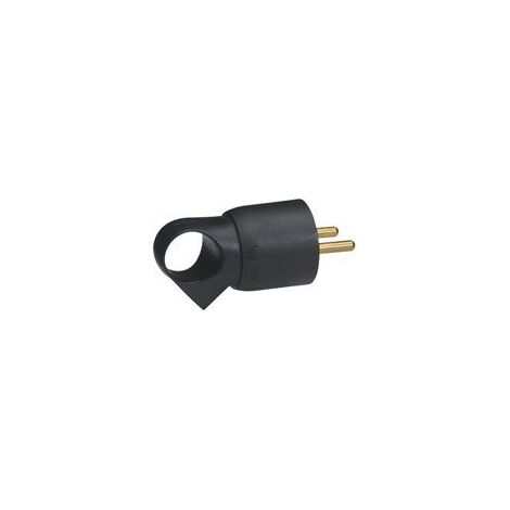 Fiche plastique 2P+T 16A à anneau noir sortie droite LEGRAND 050428
