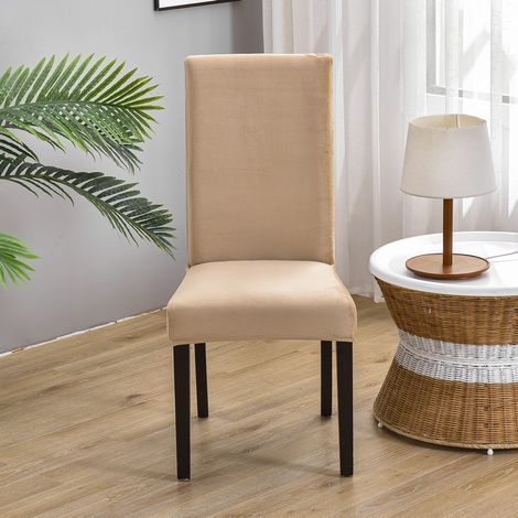 Lot de 4 housses de chaise en velours extensible – Protection contre déchirures et taches – Lavables en machine – Pour dossiers 45-60 cm (1/4)