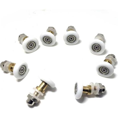 Lot de 8 pièces de rechange pour douche glissière/roues/poulies 27 mm de diamètre pour salle de bain (1/5)