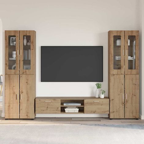 TV-Schrankset mit Tür FLORIN 3 pcs Artisan-Eiche Holzwerkstoff
