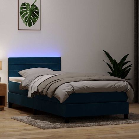 Boxspringbett mit Matratze & LED Dunkelblau 80x210 cm Samt (1/5)