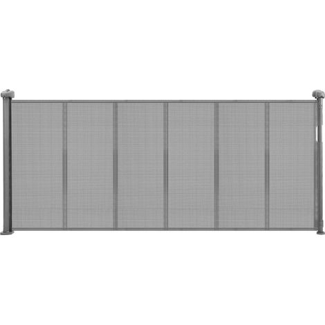 Einziehbares Babyschutzgitter, 870 mm hoch, 1800 mm Maschenweite, einfache Montage, für Treppen, Türrahmen und Flure, grau, Premiumqualität (1/5)