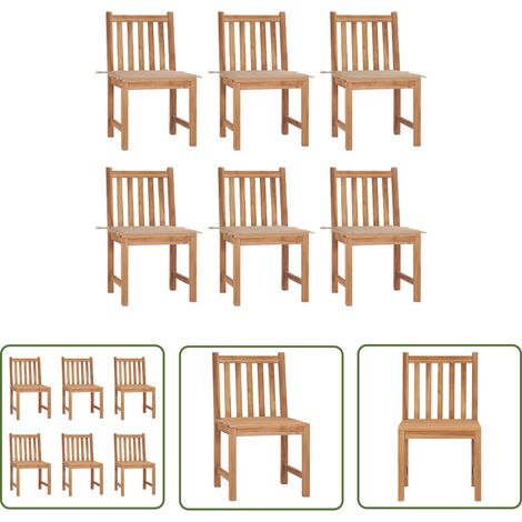 The Living Store Gartenstühle 6 Stk. mit Kissen Massivholz Teak - Gartenstühle - Teak Gartenstühle - Holz Gartenstühle - Outdoor Furniture - Esszimmerstühle (1/5)