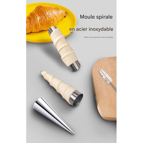 Lot de 12 moules coniques en acier inoxydable argenté, tubes pour croissants danois, pâtisserie et feuilletés (1/5)