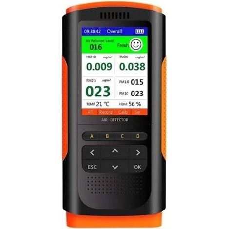Détecteur de formaldéhyde Moniteur de qualité de l'air Affichage Portable Détecteur de formaldéhyde Compteur de Pollution de l'air intérieur Micro poussière Abs,de dyk. (1/4)
