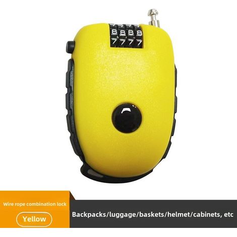 Candado para casco de motocicleta, candado telescópico de cable de acero, candado de combinación para bicicleta eléctrica, candado antirrobo fijo para equipaje (candado de cable amarillo tipo C32, cód (1/5)