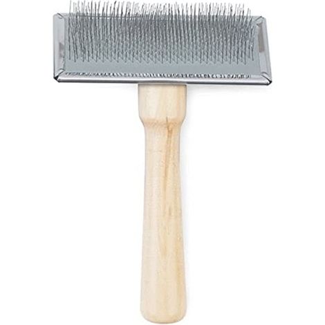 Ancol Heritage - Spazzola Morbida per Cani con Manico in Legno, setole Metalliche Marrone Chiaro, rimuove i grovigli di peli Morti, favorisce Il Pelo Lucido, Manico in Legno, Misura Media