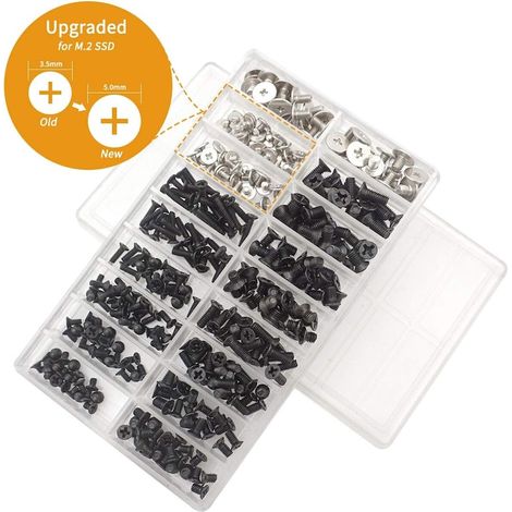 Lot de 355 vis pour ordinateur portable avec boîte de rangement, kit de vis universelles en acier, réparation PC et électronique (1/5)