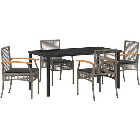 Maison Exclusive - Set da Pranzo per Giardino 5 pcs Grigio e Nero Rattan (1/5)