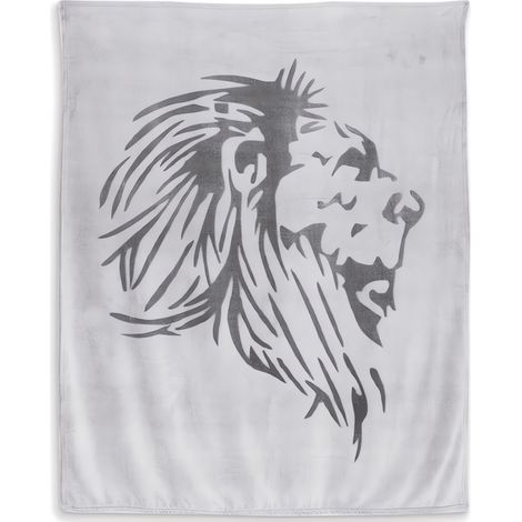 Plaid extra doux 130x150 cm LION gris et anthracite