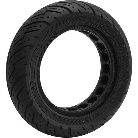 Pneu plein en caoutchouc antidérapant et anti-éclatement pour trottinette électrique 10x2,50, à rainure en D et structure alvéolaire, pour remplacement (1/5)