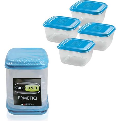 Giostyle Contenitori Plastica - Blu e Trasparente - 0,25L 10x10x6 cm 4pz (1/2)