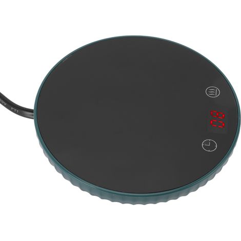 Chauffe-tasse numérique 55°C à température constante avec écran tactile pour bureau, compatible gobelet en acier inoxydable, vert, prise UE.